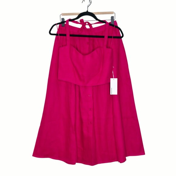 Reformation Orzo Set Corvette Pink Linen Two Piece Top Skirt Size 6 - Picture 3 of 12